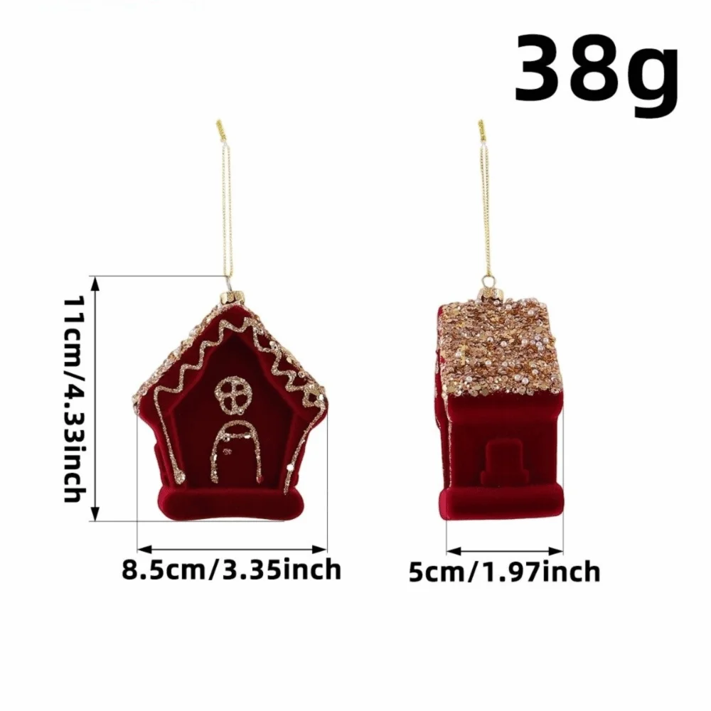 Red Flocked Velvet Christmas Ornaments – Glitter Trim Multi-Shape