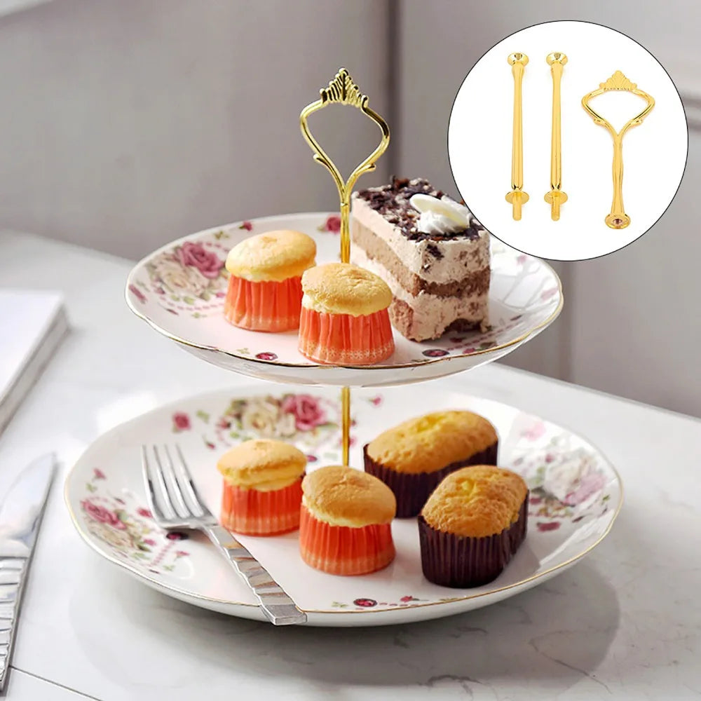 9-Piece Gold 3-Tier Stainless Steel Cake Tray Stand Rack