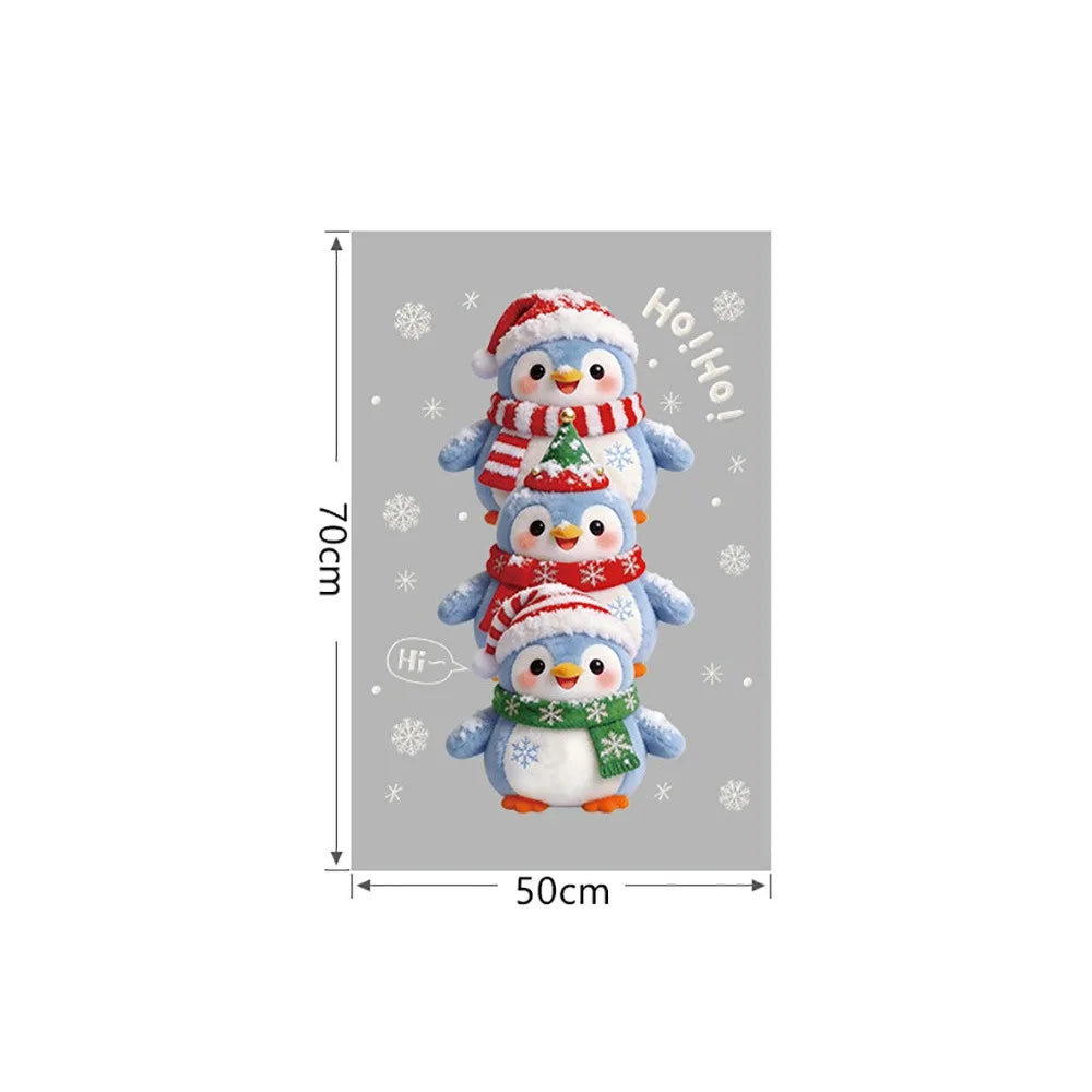 Christmas Window Stickers – Santa Snowman Snowflake PVC Decal