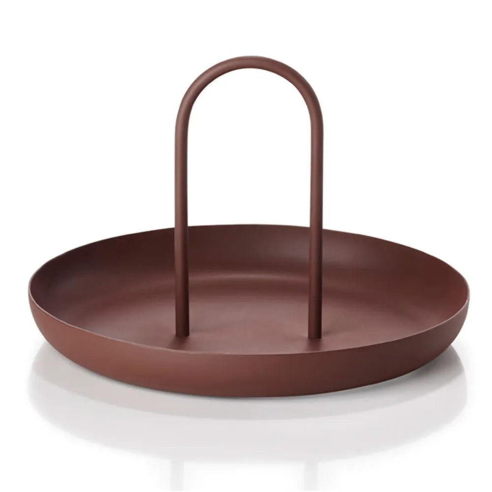 Aluminum Alloy Round Serving Tray with Handle | Modern Metal Tray
