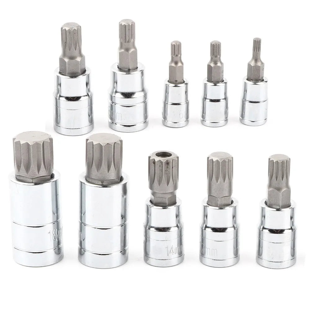 Triple Square Bit Socket Set M4–M18 | 10-Pc Chrome Vanadium
