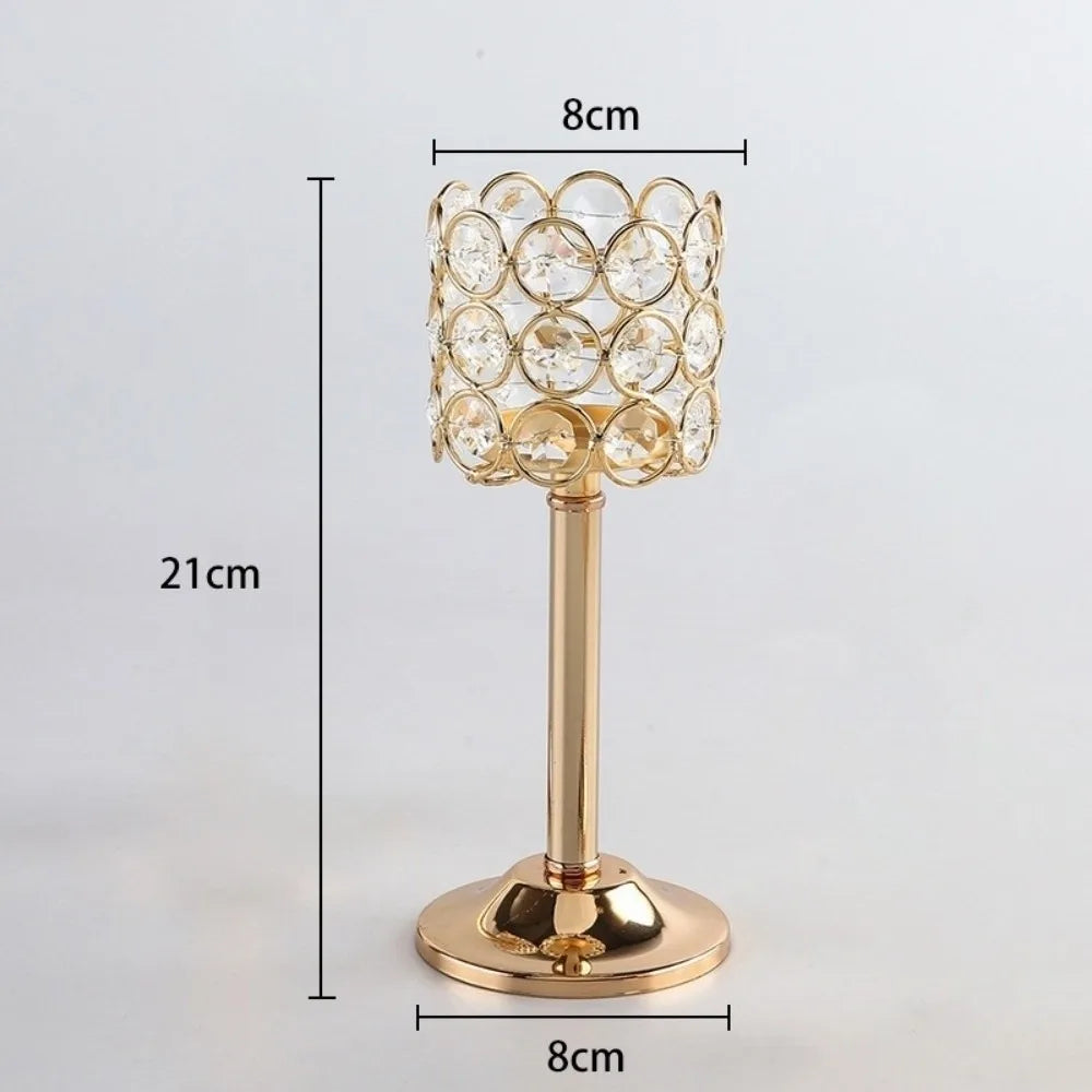 Retro Golden Crystal Metal Candlestick Holder | European Style