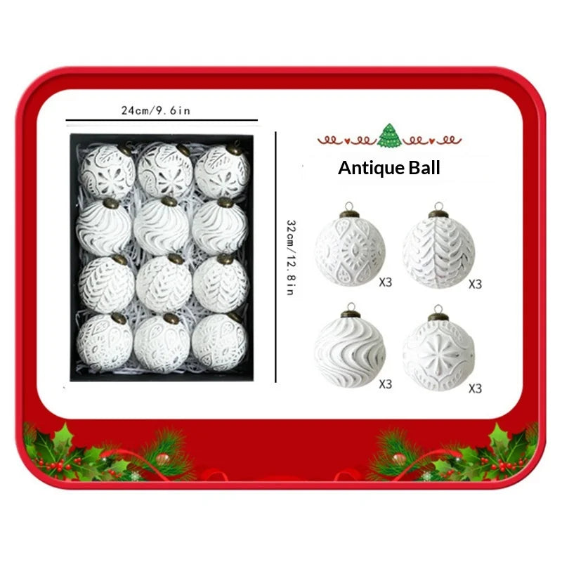 Shatterproof Christmas Ball Ornaments – 12 Pack 8cm Vintage Set