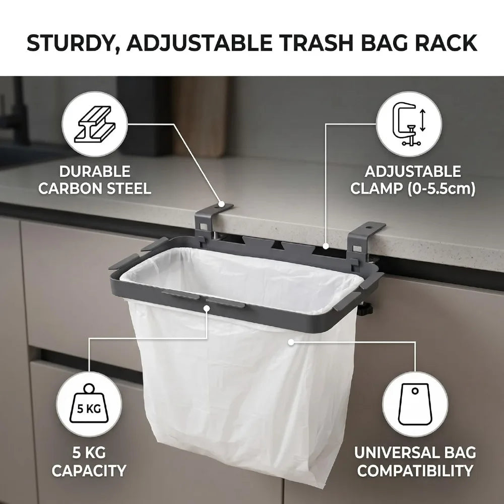 Stainless Steel Trash Bag Rack – Cabinet Garbage Bag Holder