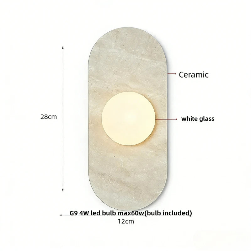 White Marble LED Wall Sconce | Wabi Sabi Stone Wall Lamp