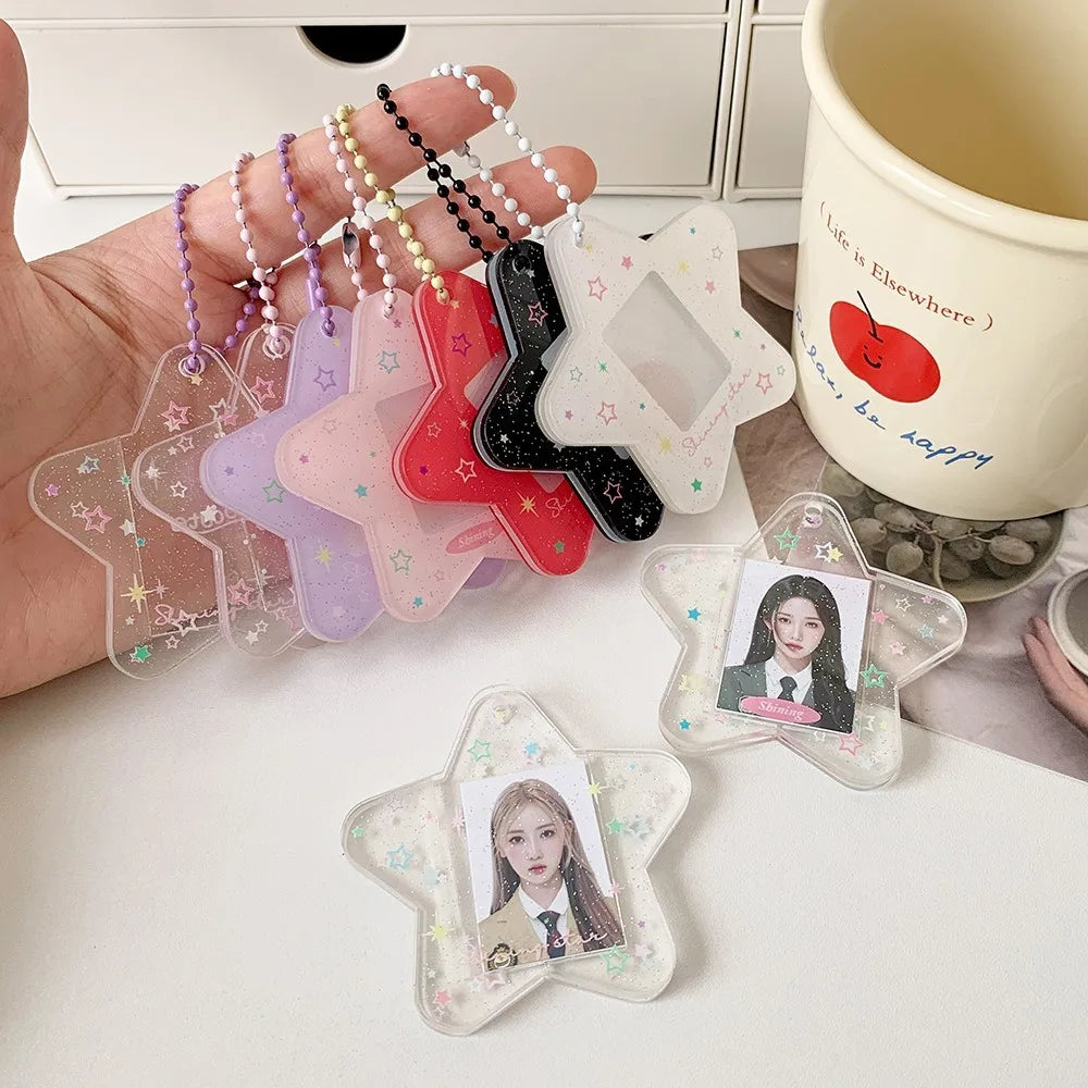 Star Acrylic Photo Card Holder Keychain – 1 Inch Mini Frame