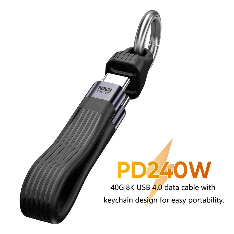 USB4 240W Keychain Cable – 40Gbps USB-C Fast Charging