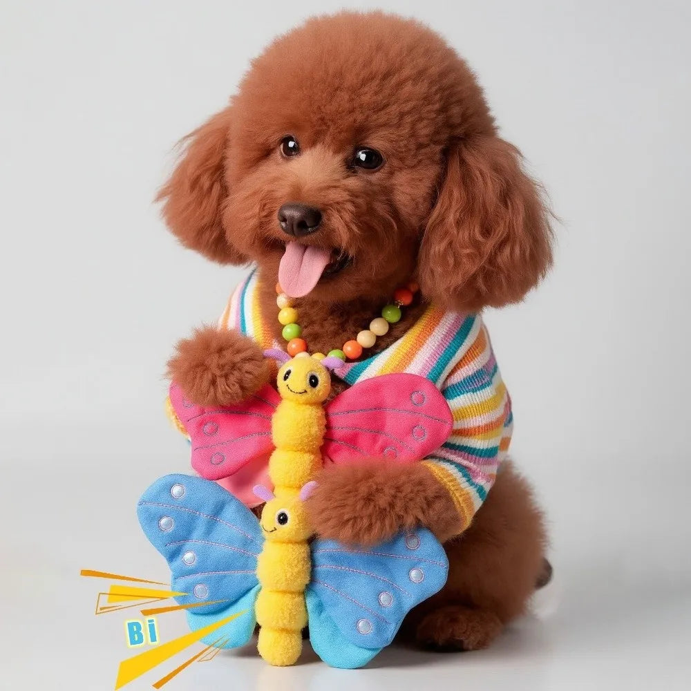 Squeaky Butterfly Plush Dog Toy – Crinkle & Interactive Chew