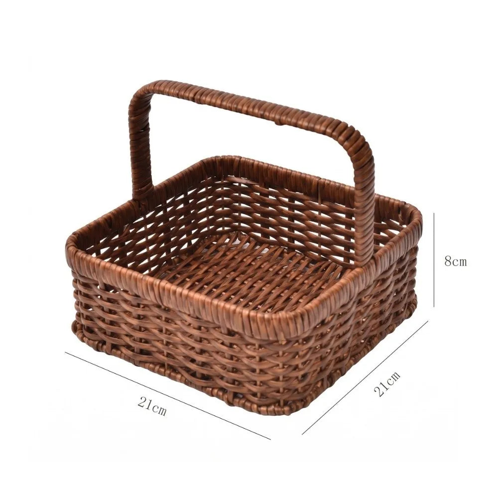 Woven Plastic Rattan Rectangular Basket – Fruit & Serving
