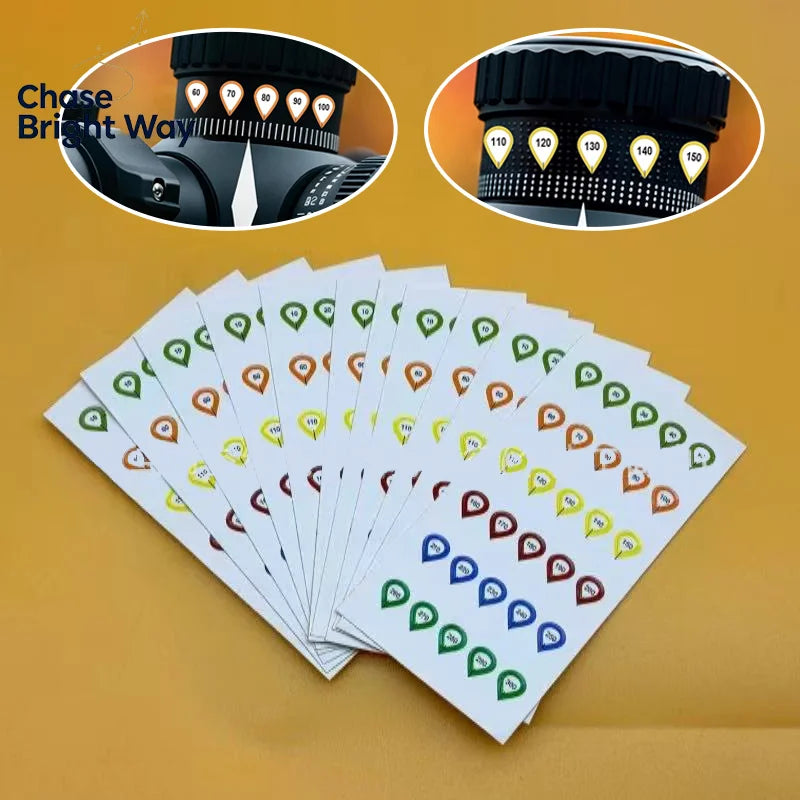 Scope Turret Sticker Set – 10 Sheets DOPE Distance Marker Tags