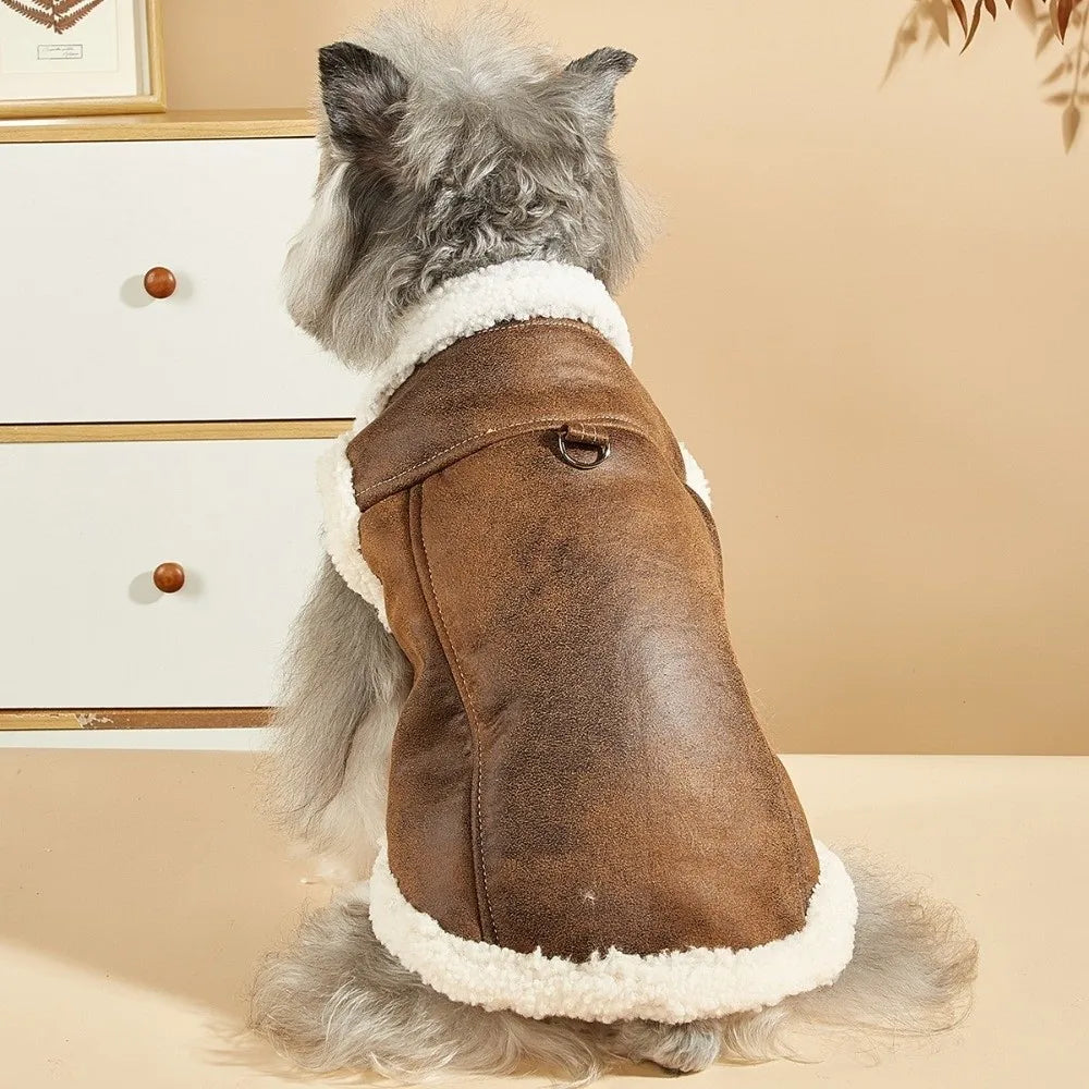 Small Dog Padded Vest Coat – Cotton Sleeveless Jacket & Leash Buckle