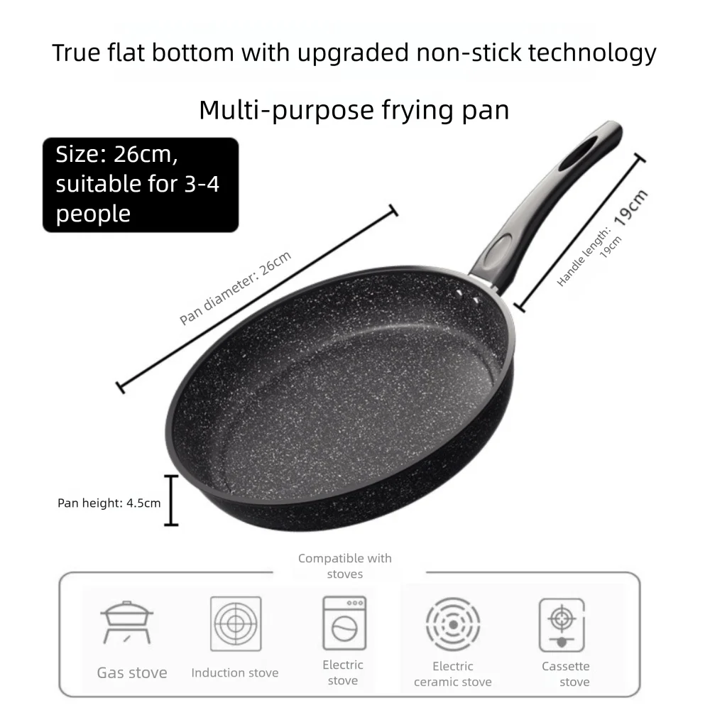 Stone Nonstick Frying Pan with Glass Lid | 22–28cm Skillet
