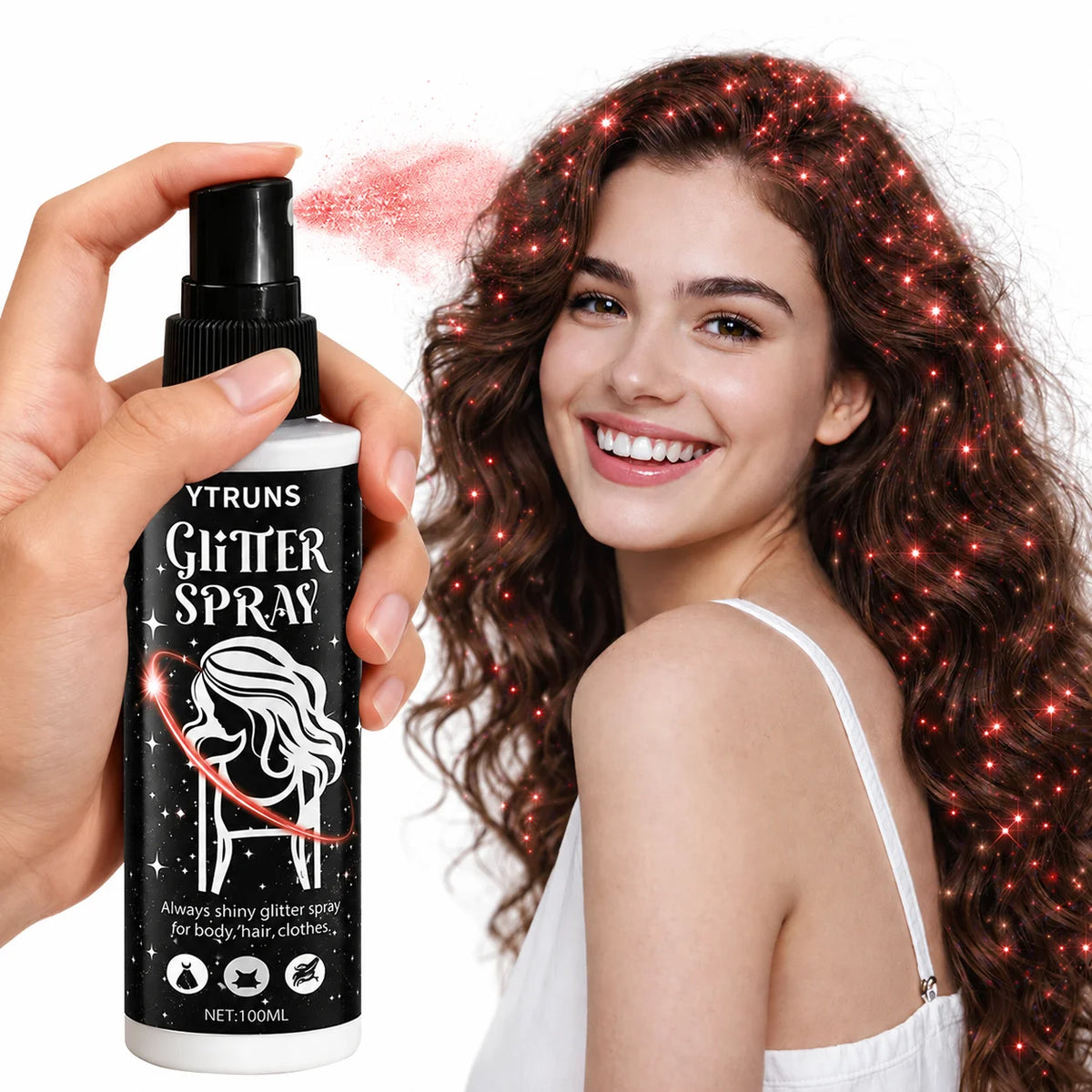 Red Glitter Spray 100ml – Shimmer Body & Hair Mist | Quick Dry