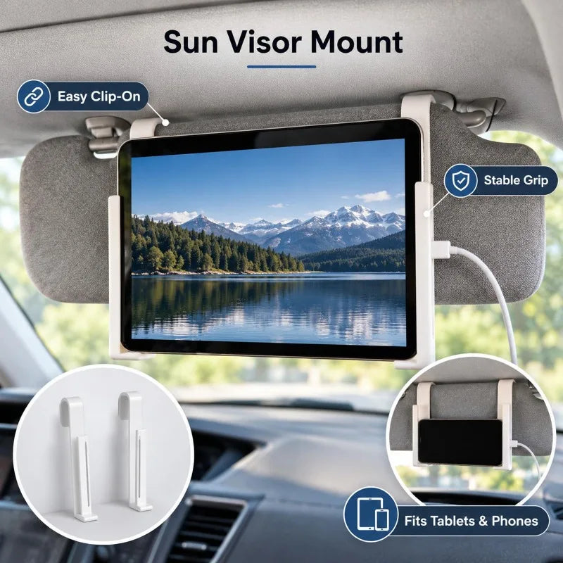Sun Visor Tablet & Phone Mount – Clip-On Car Visor Holder