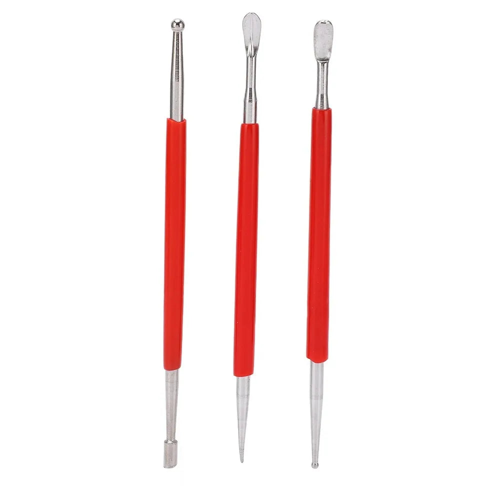 3-Piece Double-End Steel Clay & Pottery Sculpting Tool Set