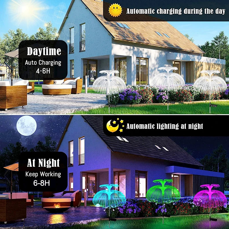 Solar Fiber Optic Jellyfish Stake Light – 7 Color Changing